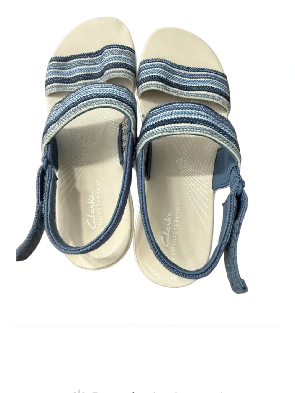 Clarks Cloudsteppers Arla Stroll Women’s Blue Striped Comfort Sandals-Size 7.5 W - Picture 8 of 14
